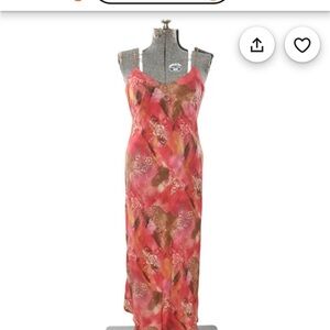 Victoria's Secret Vintage 1980s  Pink Multicolor Silk Bias Cut Slip Gown